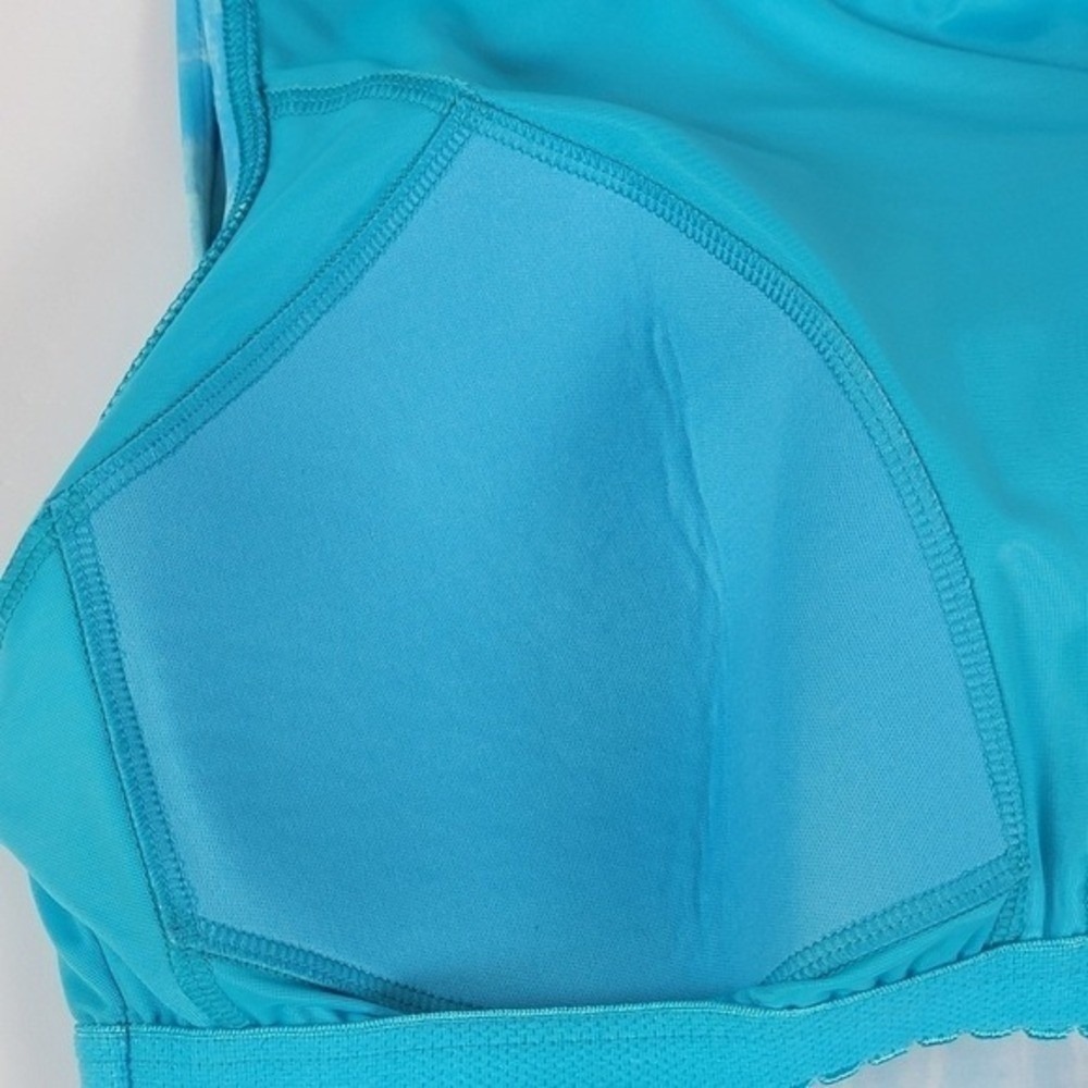 Lands' End High-Neck Tankini Top Women's 12 Blue Tie Dye Ripple Swimwear Modest - Picture 4 of 14